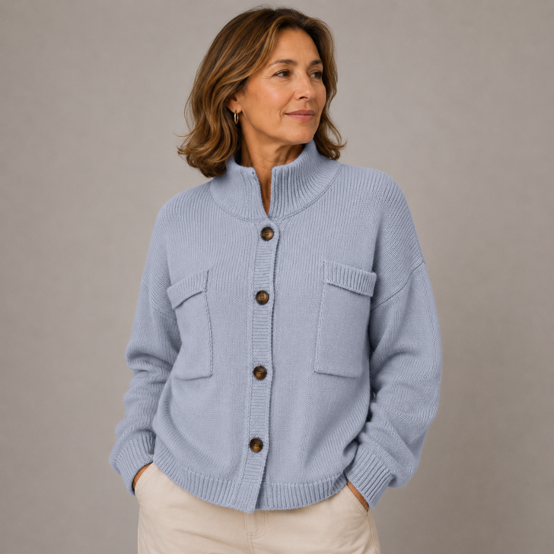Cárdigan Augusta™ con cuello mao y botones