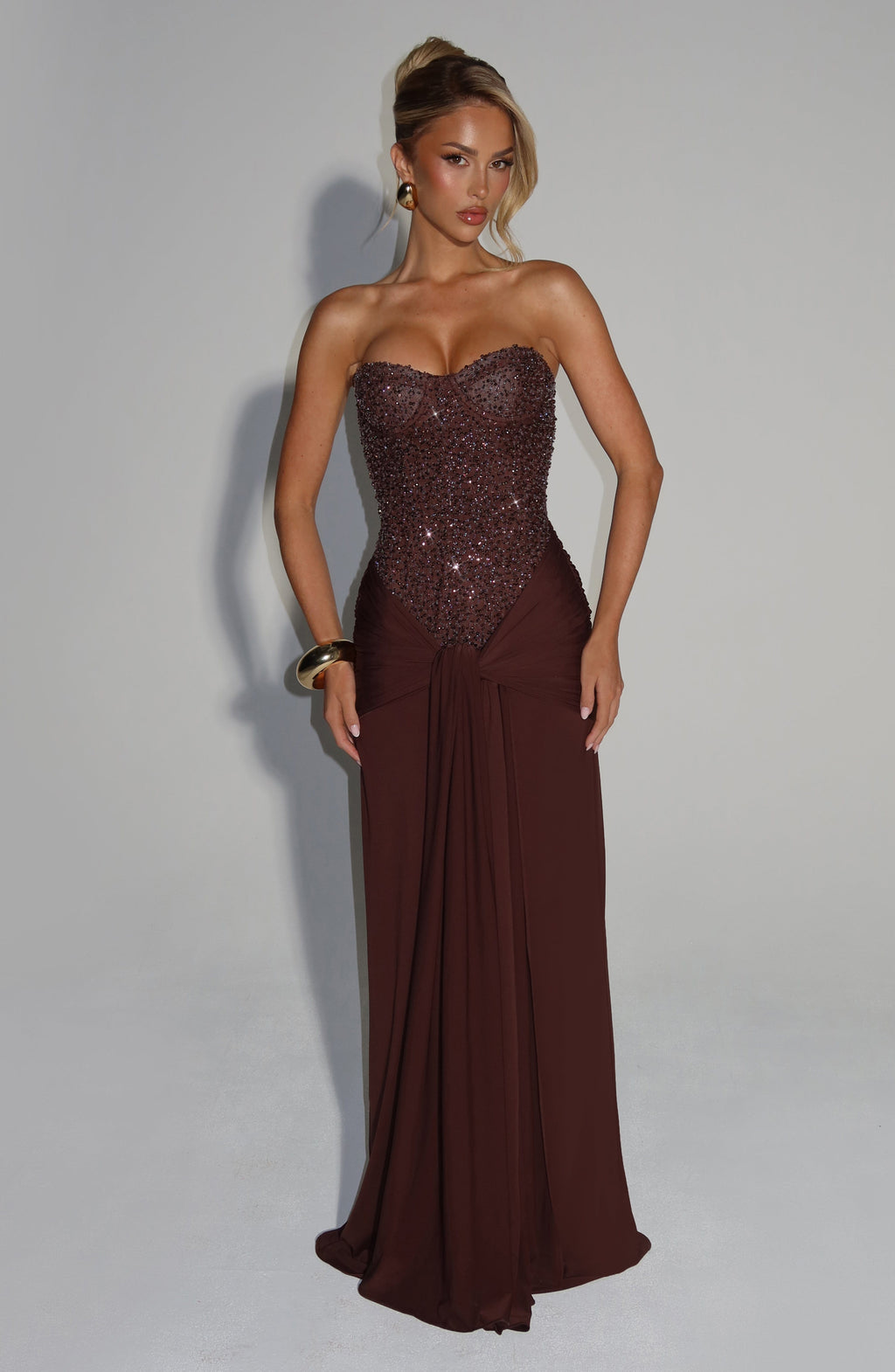 Elina | Maxi elegante color ciruela marrón