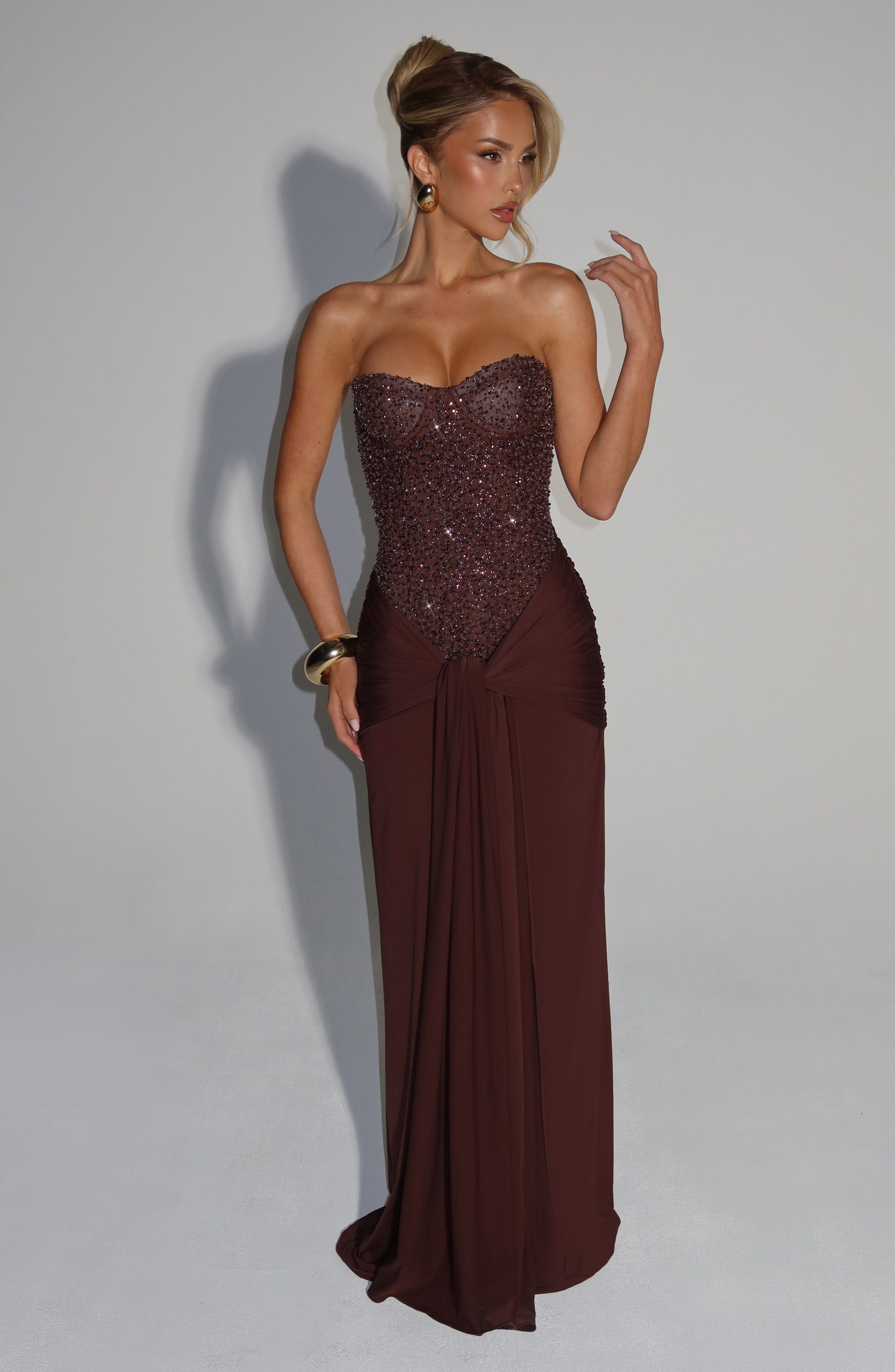 Elina | Maxi elegante color ciruela marrón