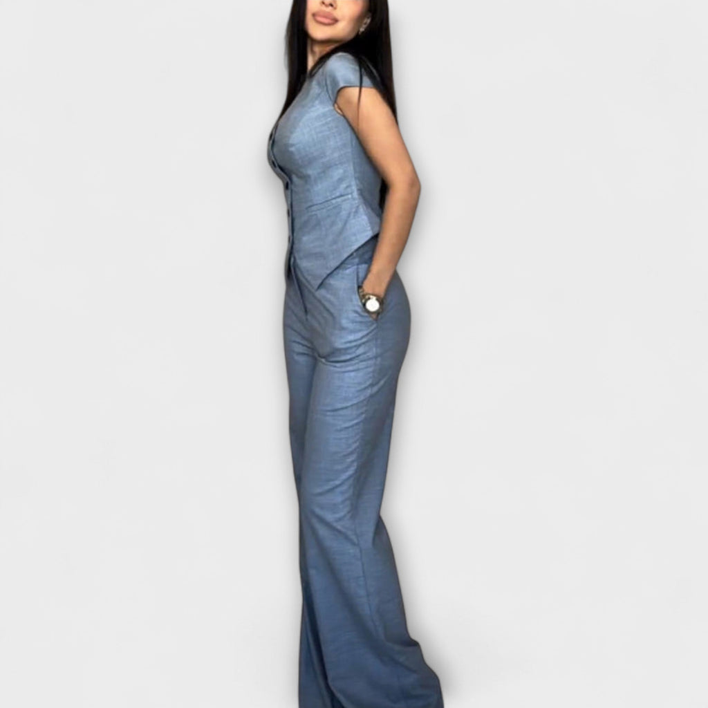 Ivy - Top elegante con escote en V y conjunto de pantalones
