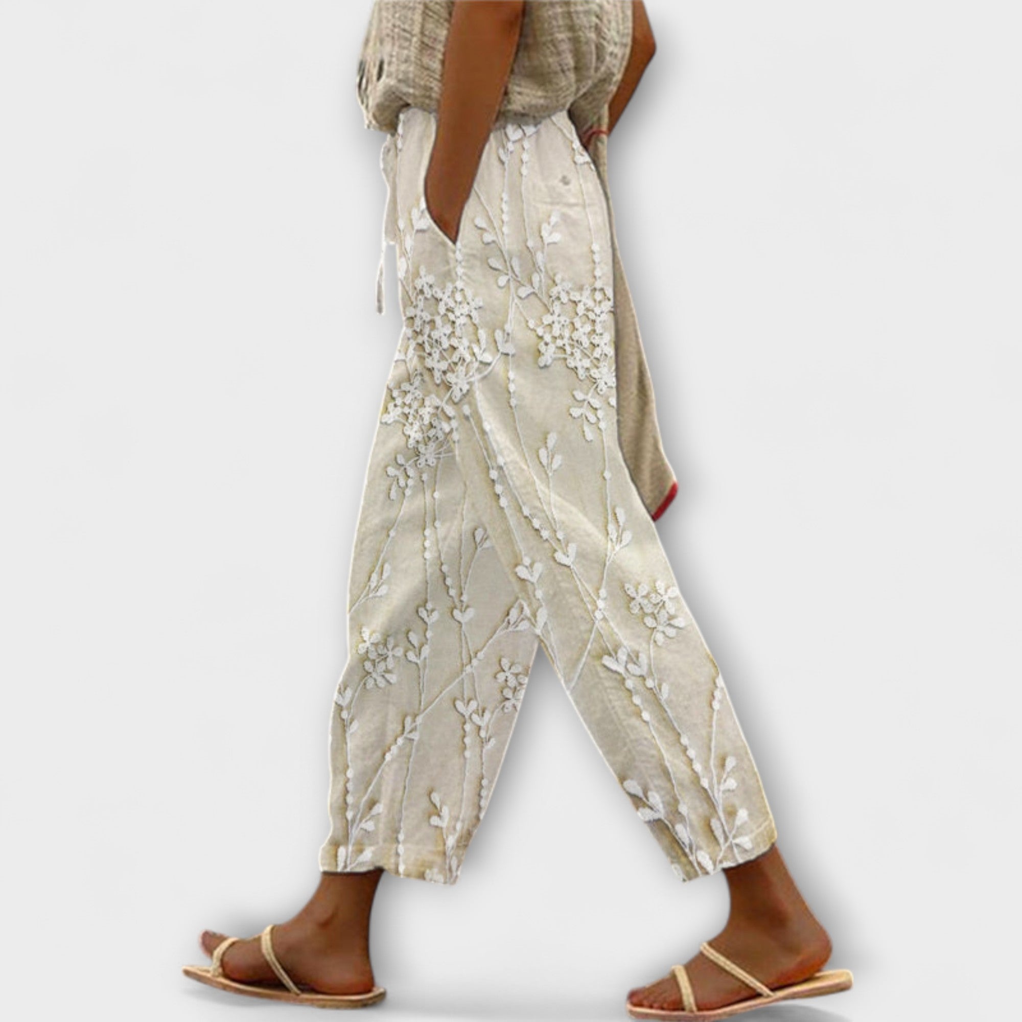 Zoey - Pantalón estampado con motivo de hojas de vid