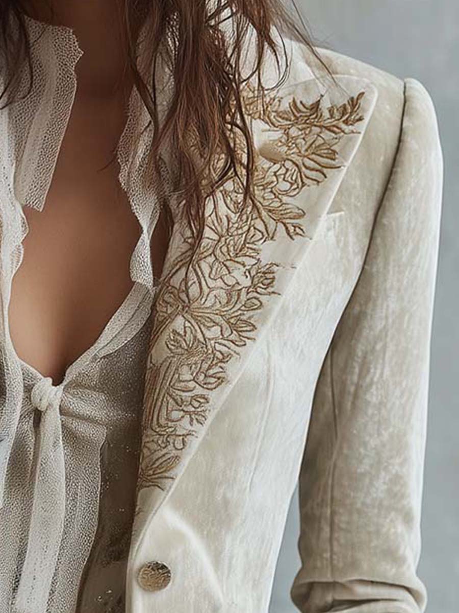 Genevieve | Blazer bordado color marfil