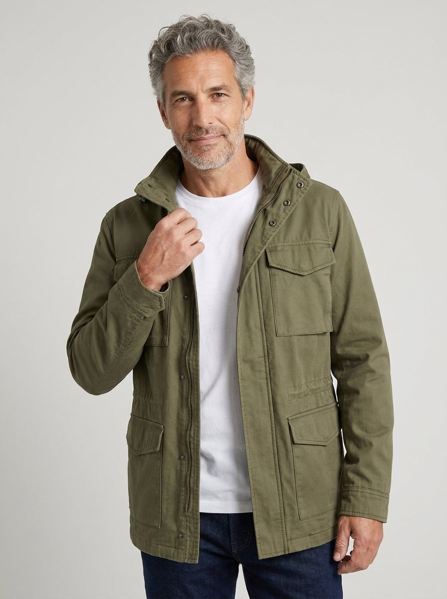 Cesare chaqueta militar M-65 verde caqui - detalle
