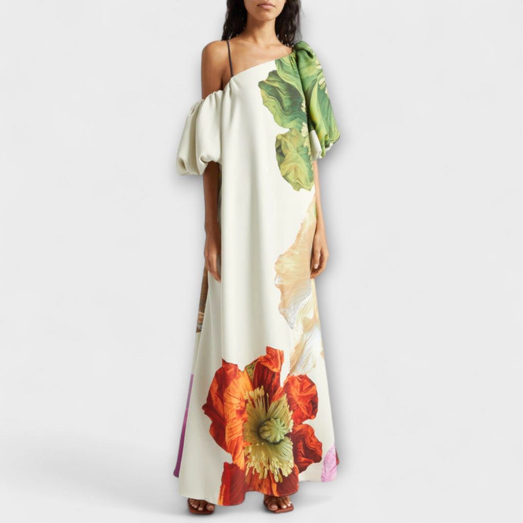 Melody - Vestido maxi floral asimétrico