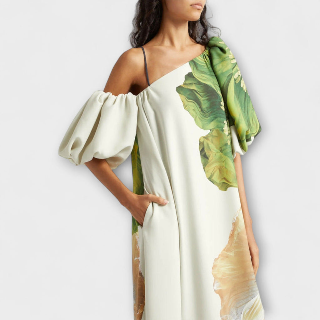 Melody - Vestido maxi floral asimétrico