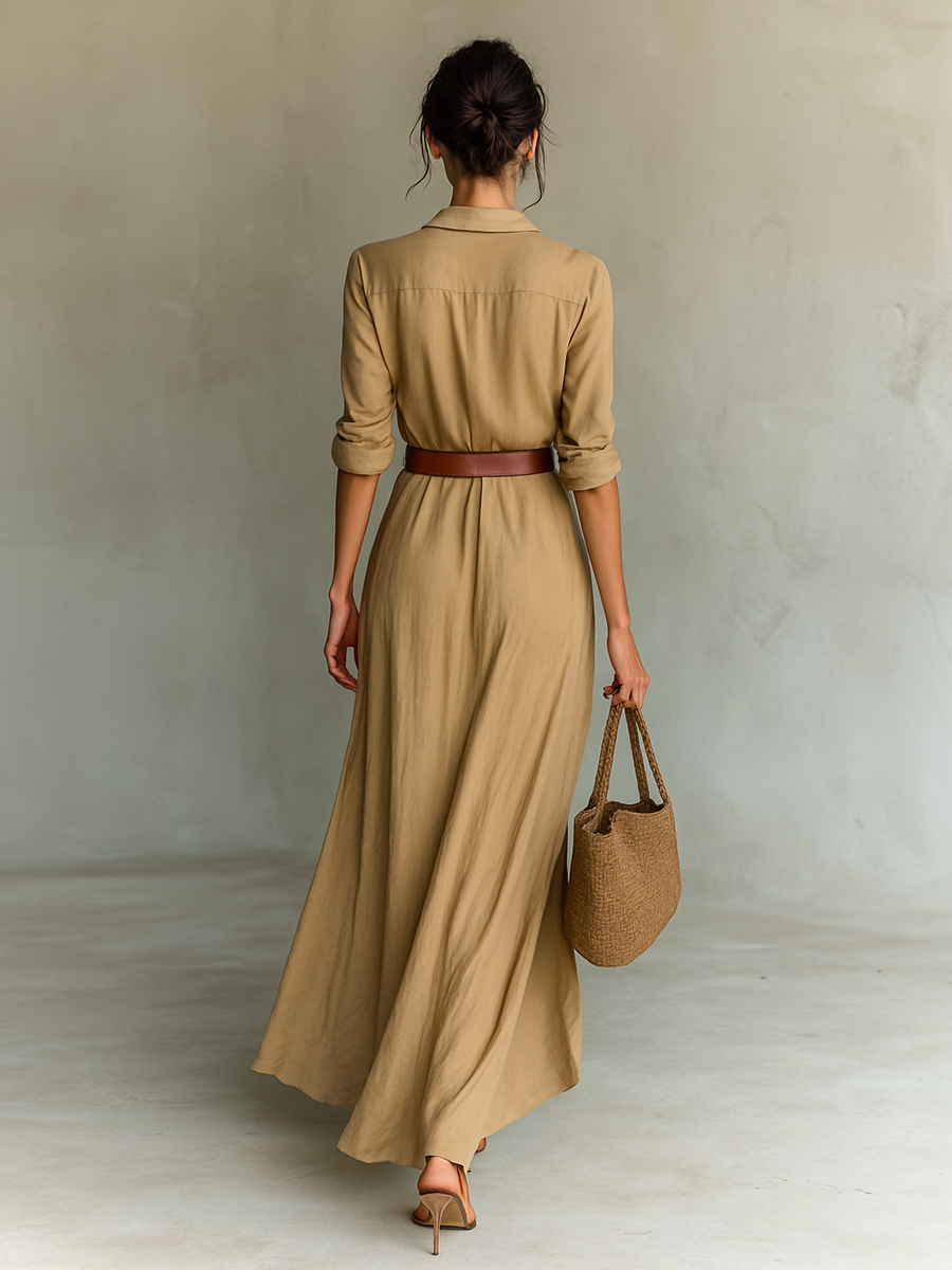 Melania™ - Vestido Maxi con Solapa