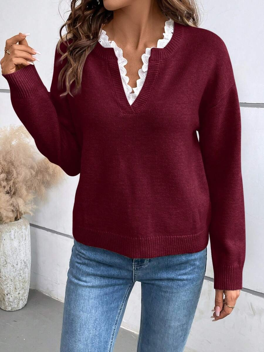 Jersey elegante de cuello en V Gillian™