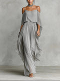 Isabela™ - Conjunto gris con top y pantalón ligero