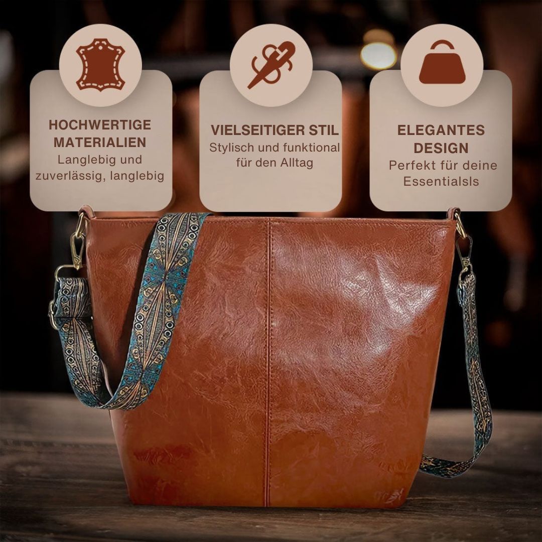 Greta - Bolso de cuero vintage con correa para el hombro