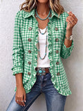 Claudia | Chaqueta plisada de cuadros vichy con botones