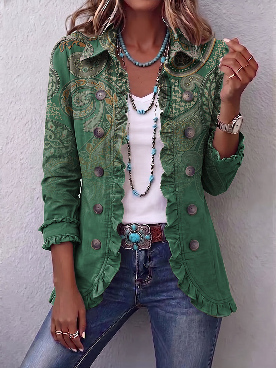 Colette | Chaqueta plisada con estampado paisley bohemio