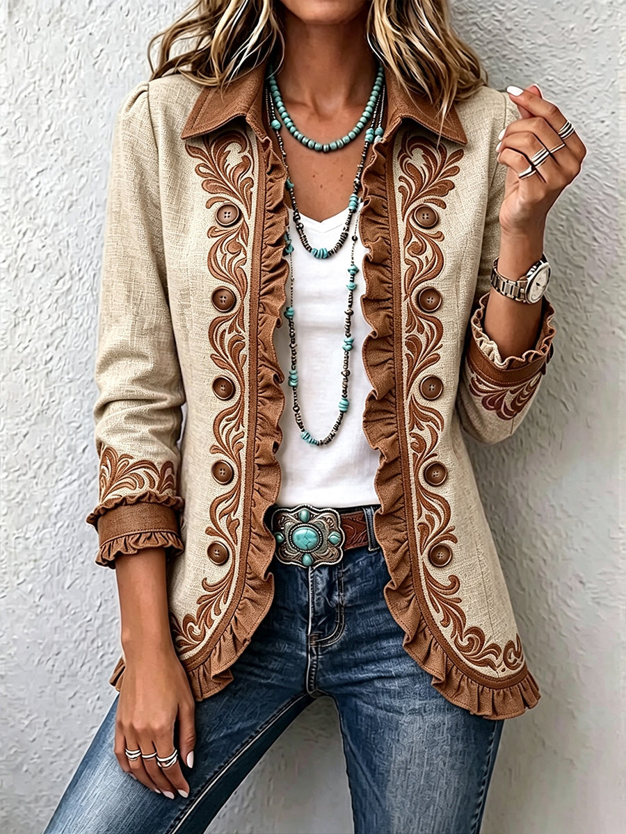 Isabelle | Abrigo plisado floral bohemio vintage