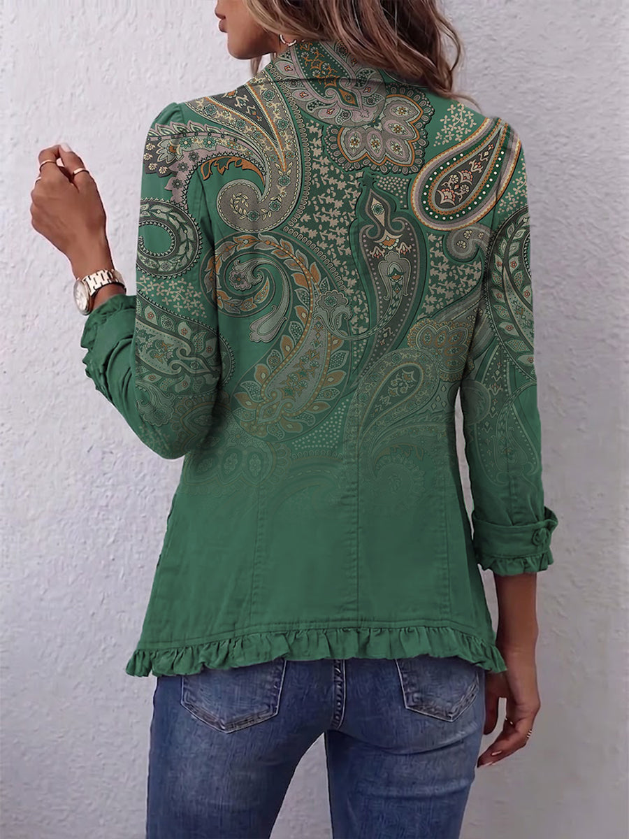Colette | Chaqueta plisada con estampado paisley bohemio