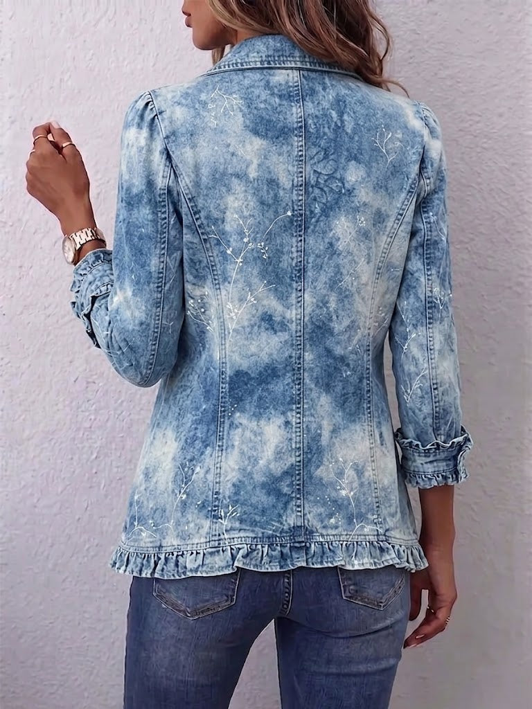 Michèle | Chaqueta boho con estampado botánico vintage degradado y volantes