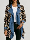 Cécile | Chaqueta de paneles de denim lavado y estampado de leopardo