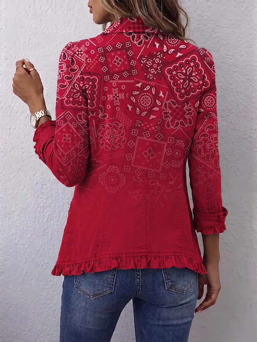 Paulette | Chaqueta plisada con estampado paisley ombré bohemio