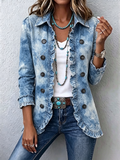 Michèle | Chaqueta boho con estampado botánico vintage degradado y volantes