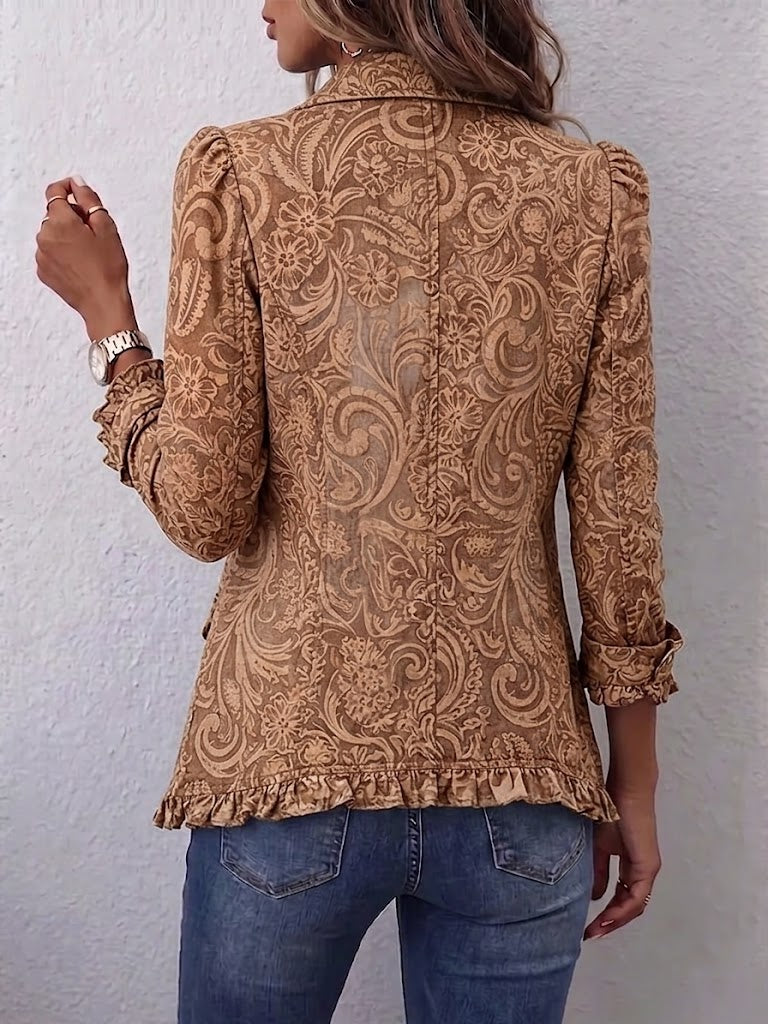 Suzanne | Abrigo plisado vintage bohemio con estampado floral