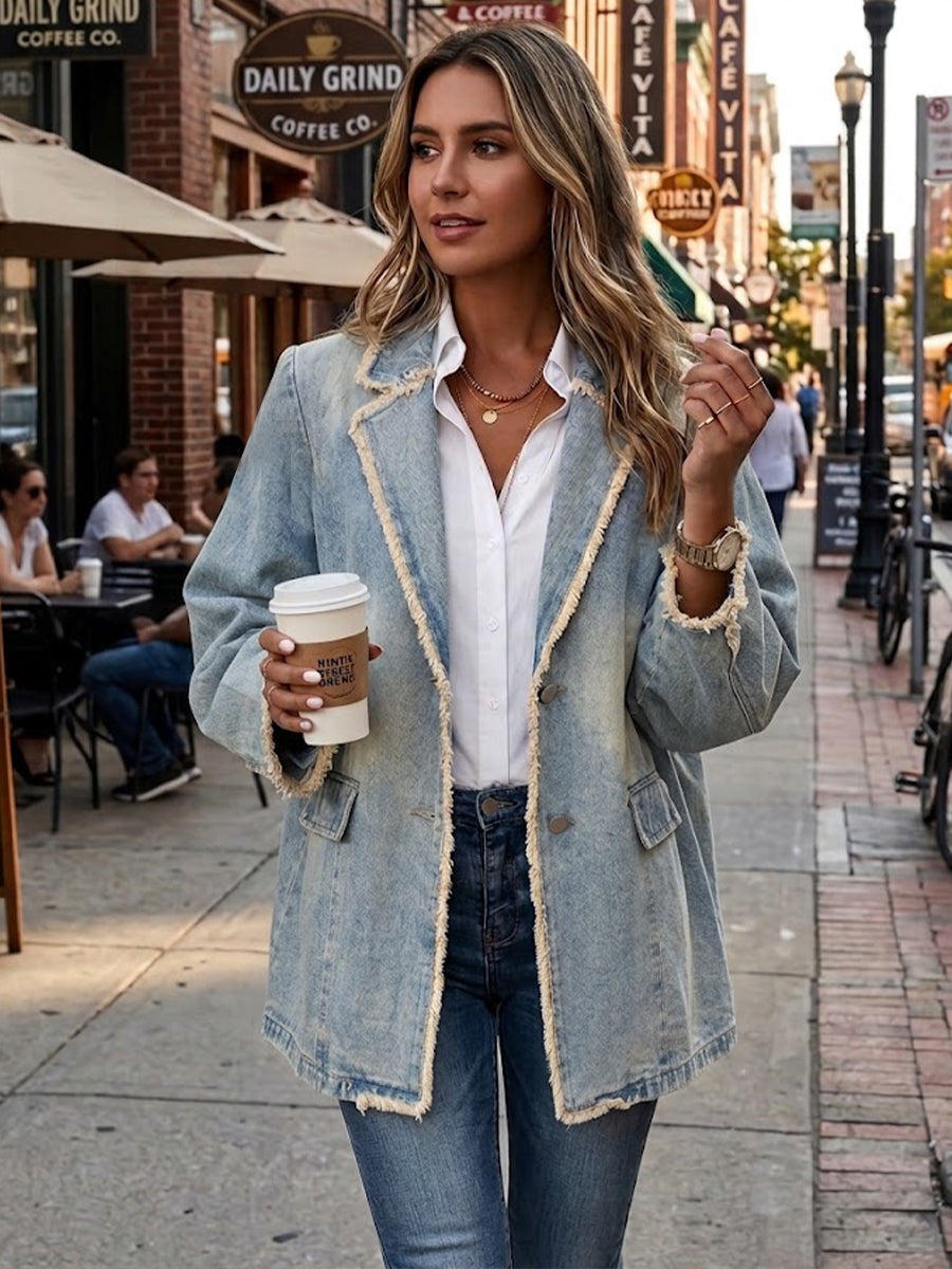 Hélène | Blazer vintage oversize con bordes sin rematar