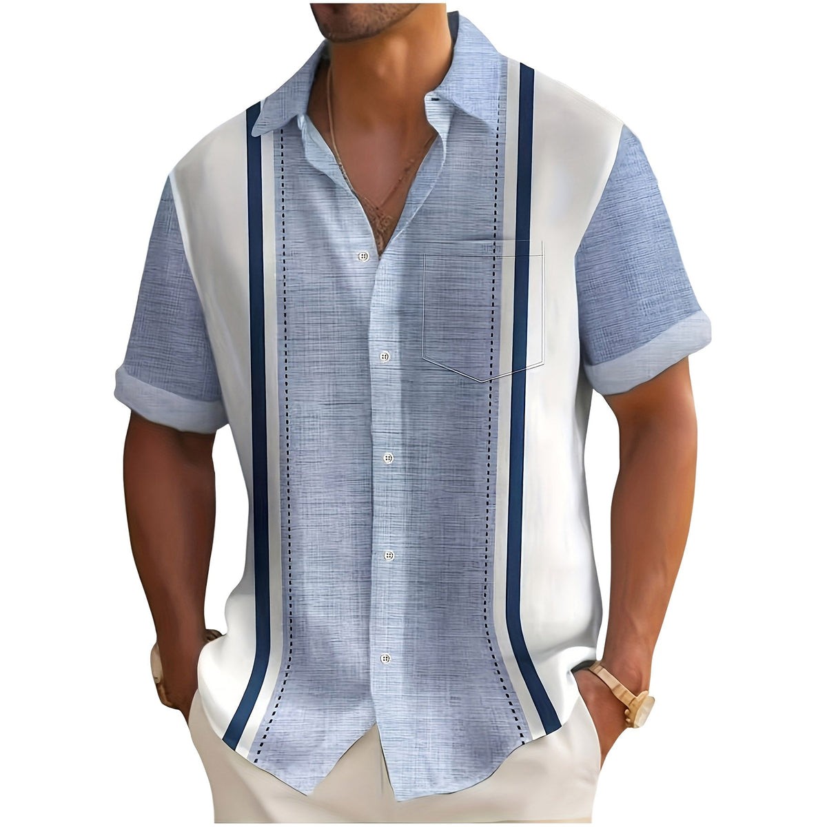 Matteo | Camisa de resort con rayas verticales