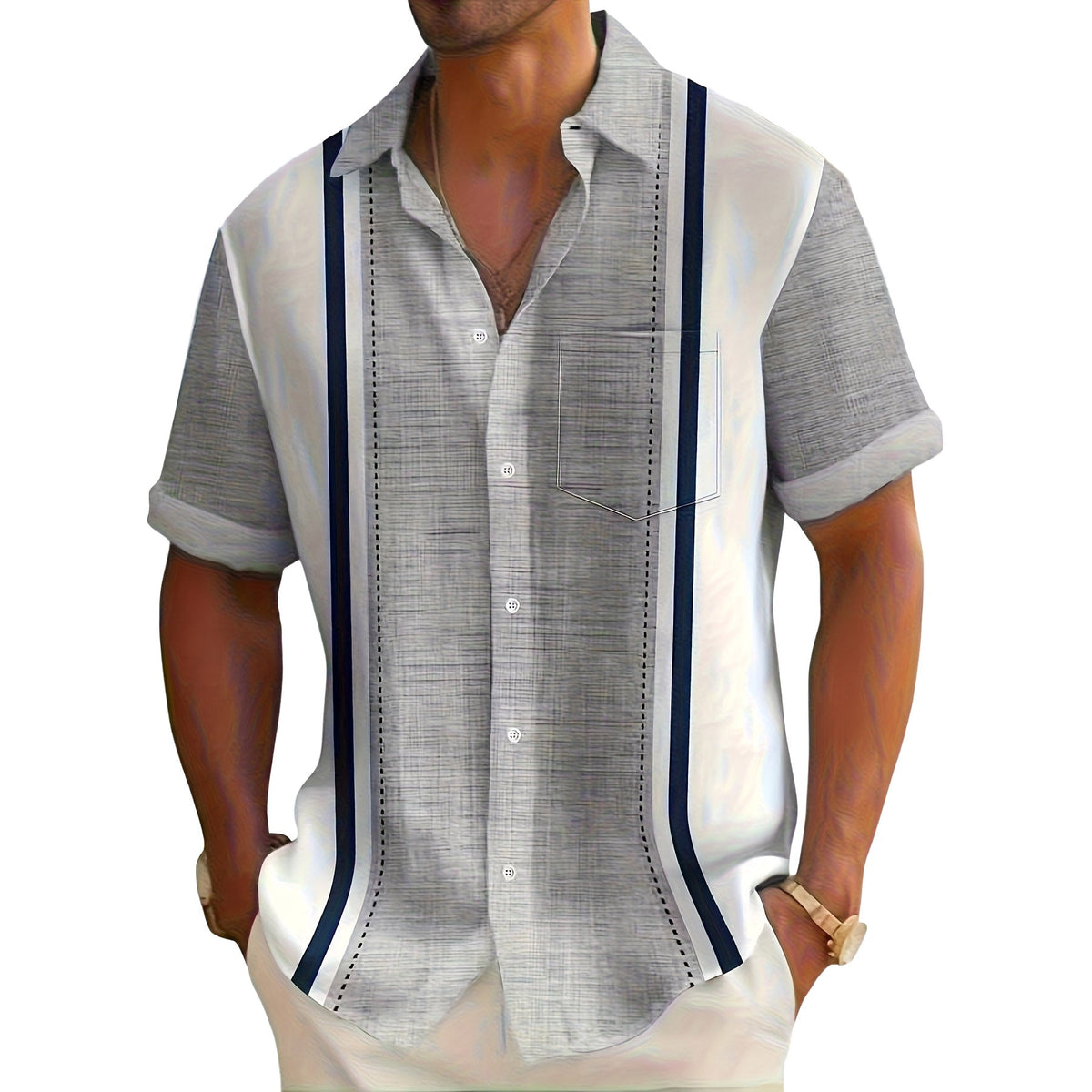 Matteo | Camisa de resort con rayas verticales