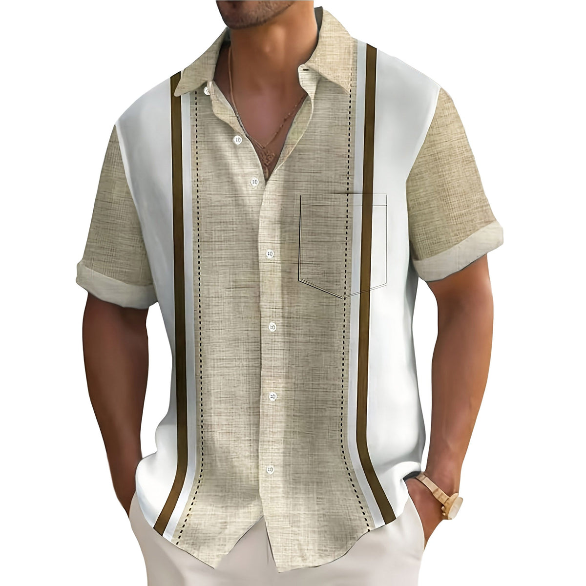 Matteo | Camisa de resort con rayas verticales