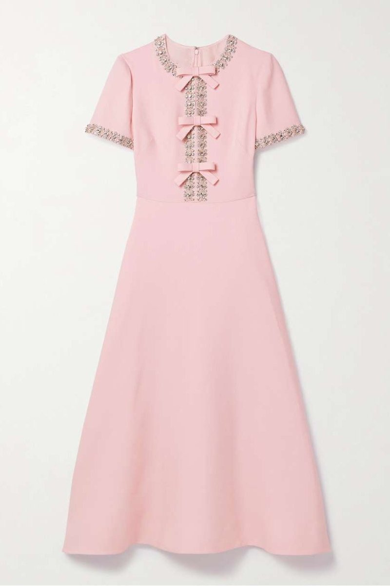 Vestido midi con nudo y adornos de cristal
