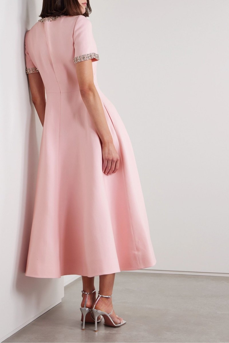 Vestido midi con nudo y adornos de cristal